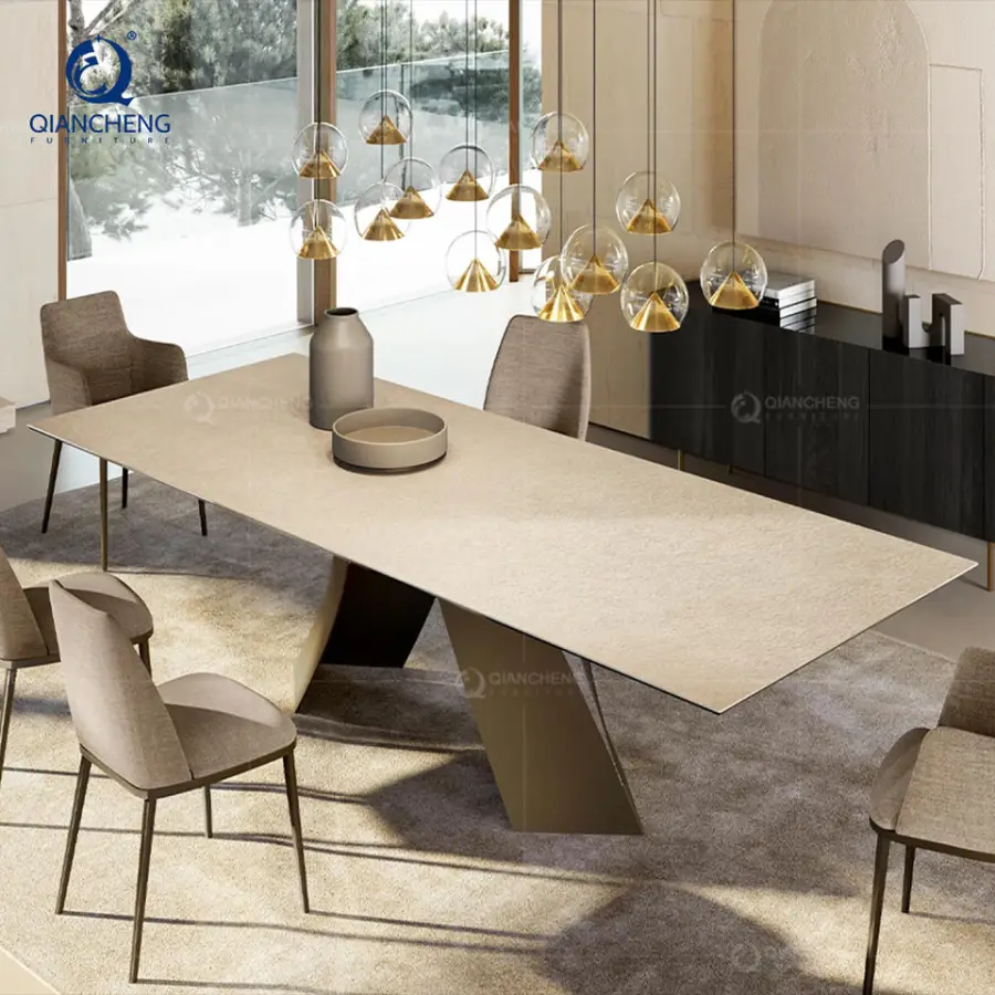 Wholesale Kitchen Table for Home Office or Hotel Suitable Apartment Modern Dining Table With Extendable Iron Leg and Ceramic Top — image 4