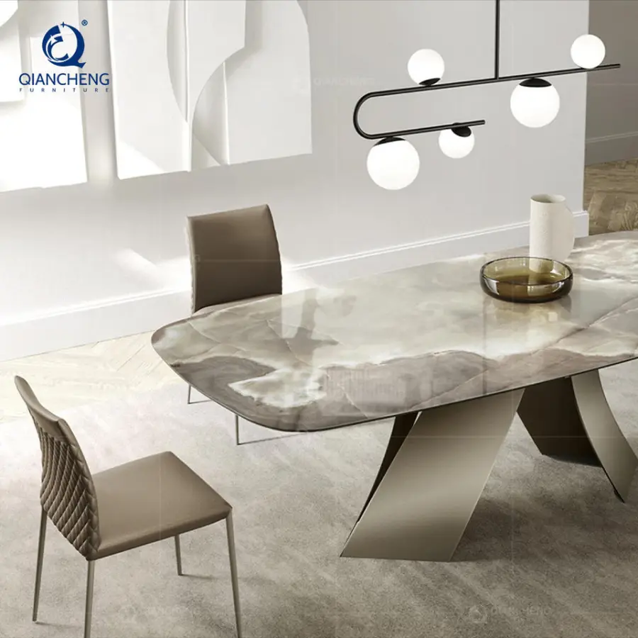 Wholesale Kitchen Table for Home Office or Hotel Suitable Apartment Modern Dining Table With Extendable Iron Leg and Ceramic Top — image 5