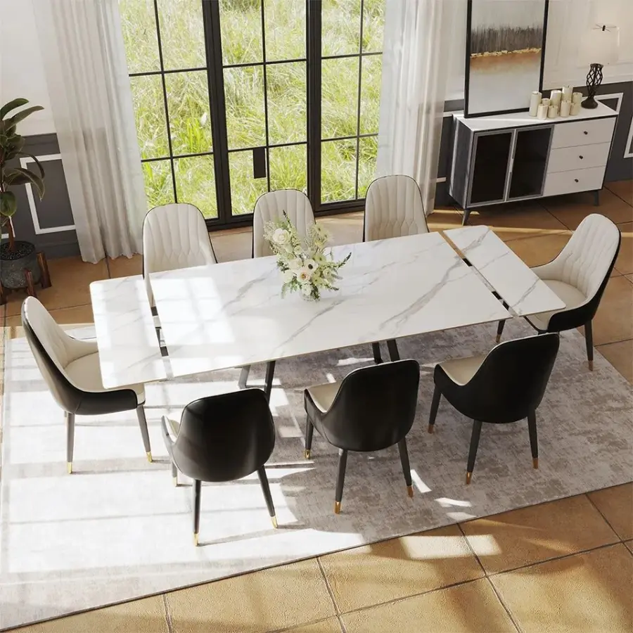 Mesa Comedor Extensible Modern 12-Seater Rock Beam Extendable Dining Table Tavoli Tavolo Da Pranzo Allungabile 80 Furnit — view 1