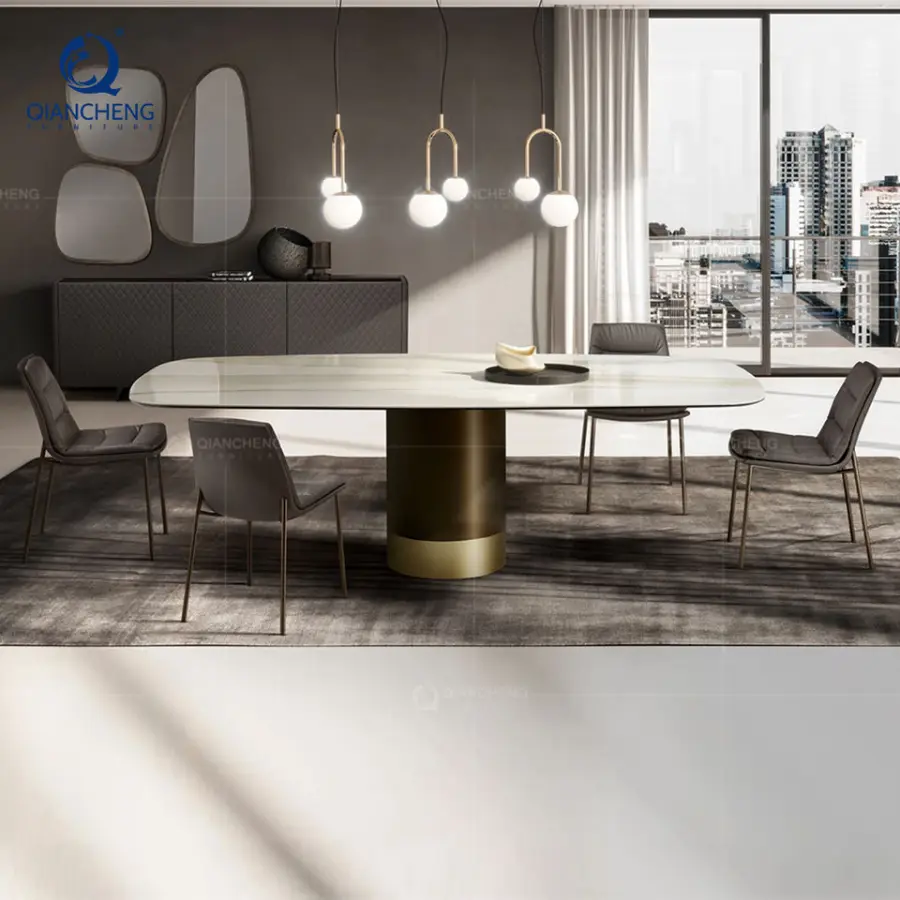 Qiancheng Extendable Dining Table Set White 90 Inches Factory Wholesale Furniture Smart Telescopic Folding Dining Table — view 1