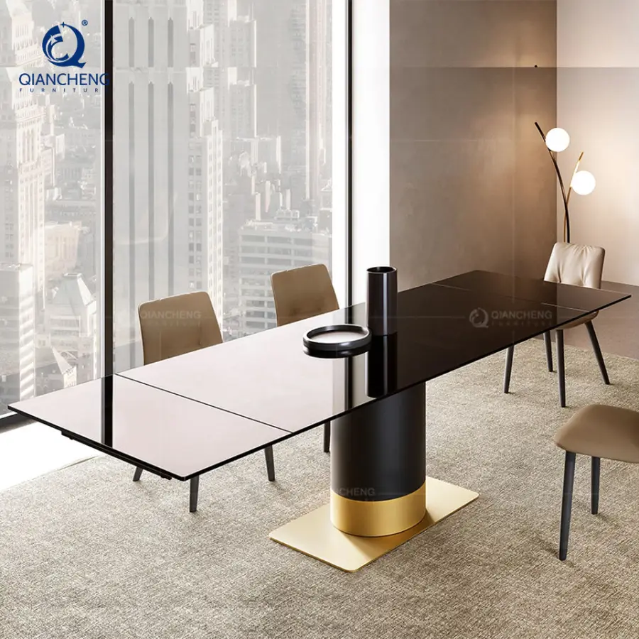 Qiancheng Extendable Dining Table Set White 90 Inches Factory Wholesale Furniture Smart Telescopic Folding Dining Table — image 3