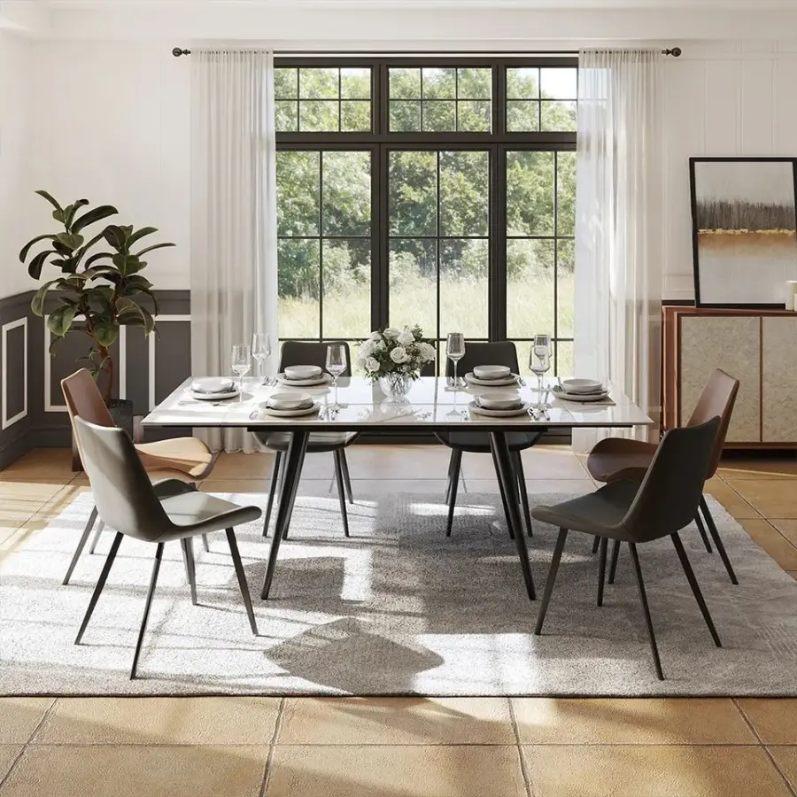 Luxury Extendable Dining Table Chairs Set Sintered Stone Top Dining Table in Dining Room Furniture Foshan — image 3