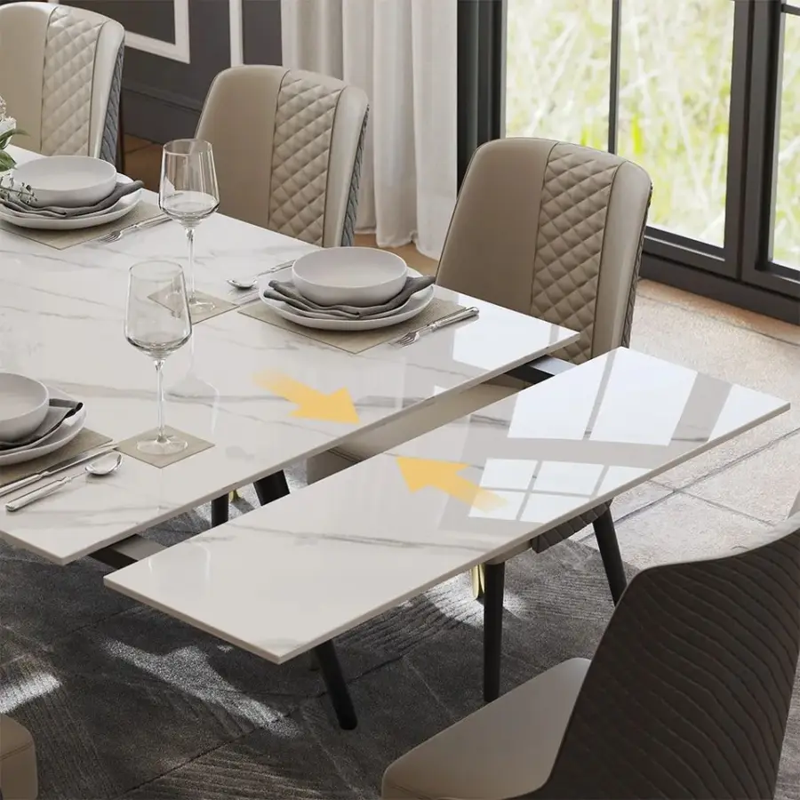 Luxury Extendable Dining Table Chairs Set Sintered Stone Top Dining Table in Dining Room Furniture Foshan — image 4