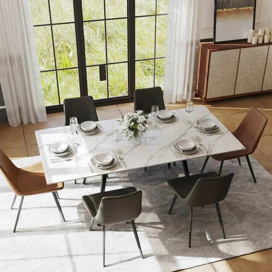 Luxury Extendable Dining Table Chairs Set Sintered Stone Top Dining Table in Dining Room Furniture Foshan — image 5