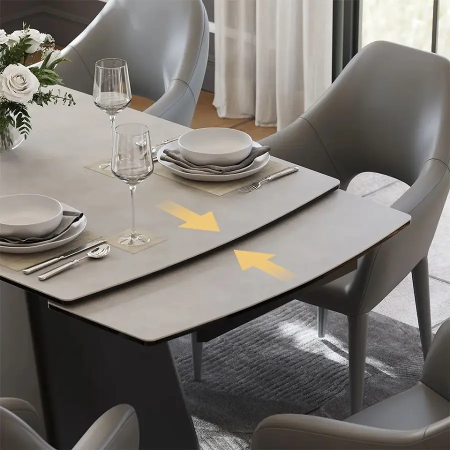Luxury Nordic Modern Design Square Rectangle Expandable Marble Dining Table Sets 8 Seater 10 Chairs Dining Room Sets Furniture — image 3
