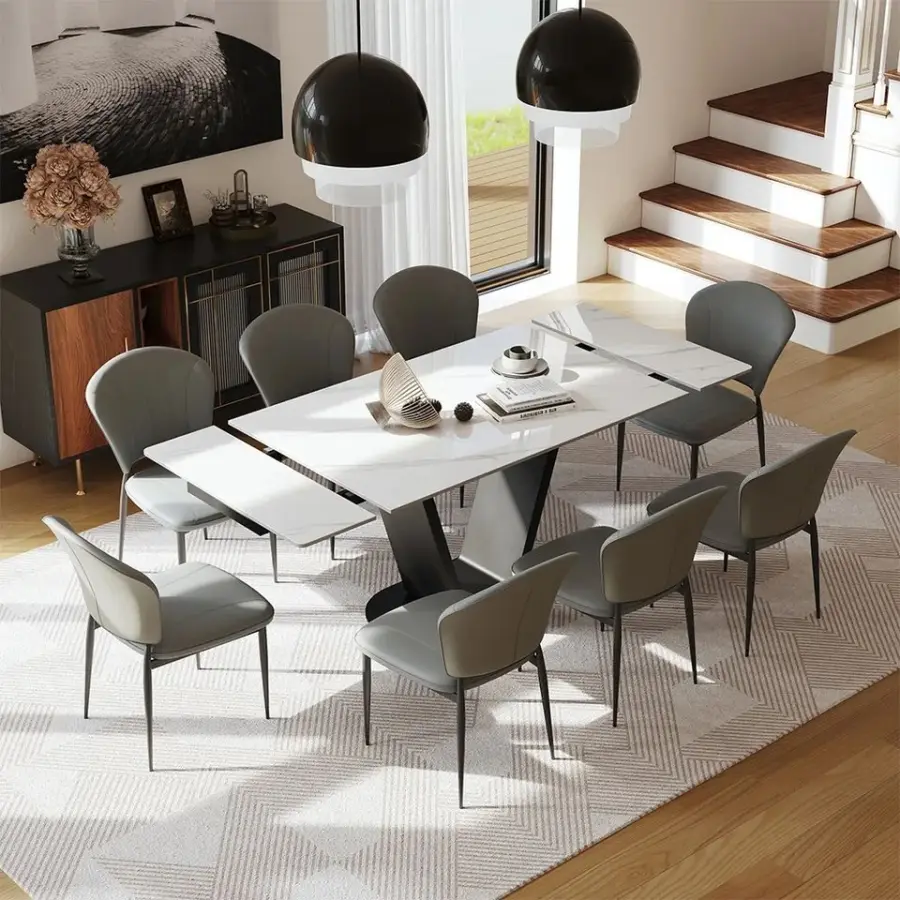 Italian Sintered Stone Top Modern Dining Room Furniture Extendable Dining Table Tavolo Da Pranzo Allungabile Effetto Mar — view 1