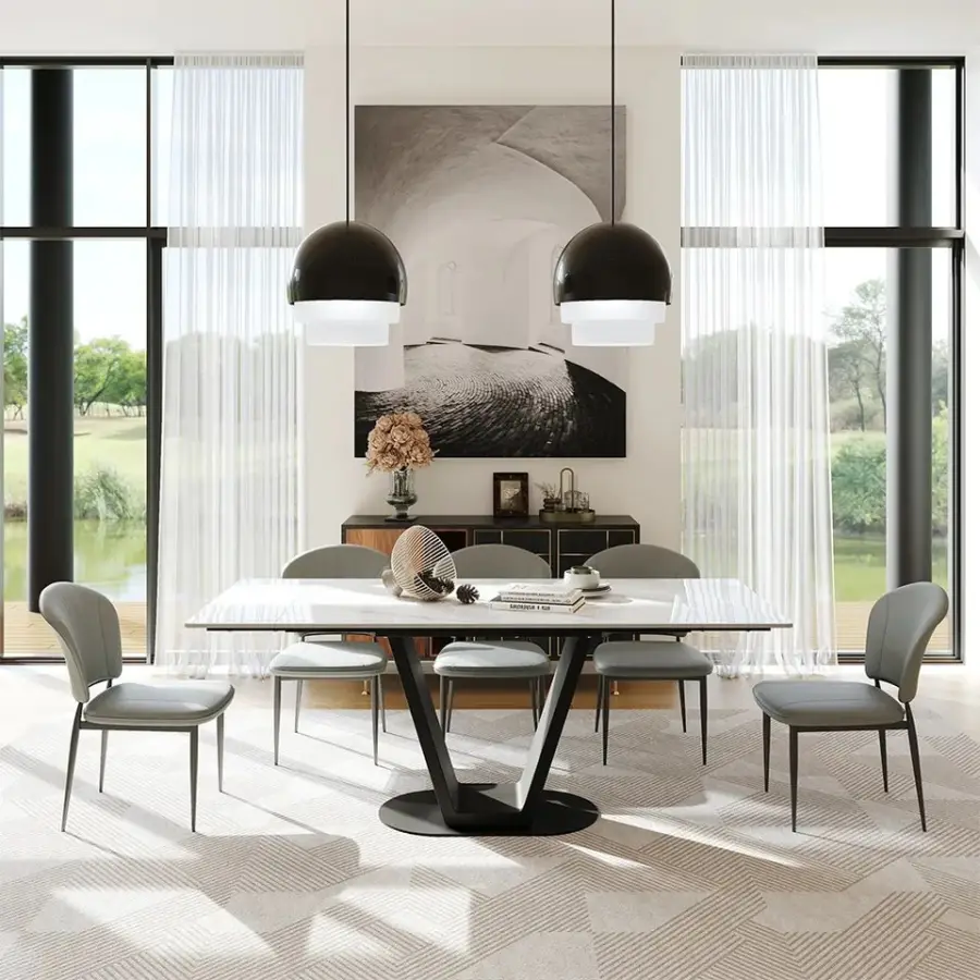 Italian Sintered Stone Top Modern Dining Room Furniture Extendable Dining Table Tavolo Da Pranzo Allungabile Effetto Marmo — image 3