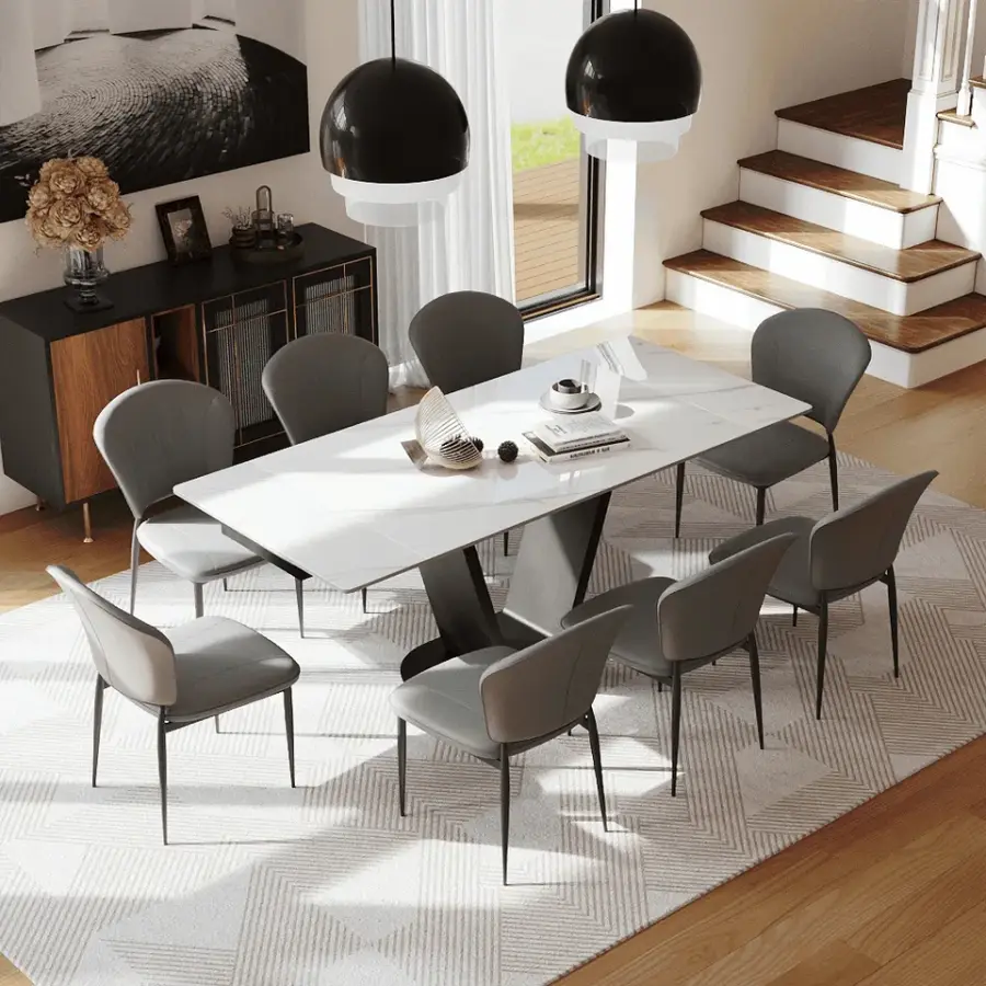 Italian Sintered Stone Top Modern Dining Room Furniture Extendable Dining Table Tavolo Da Pranzo Allungabile Effetto Marmo — image 4