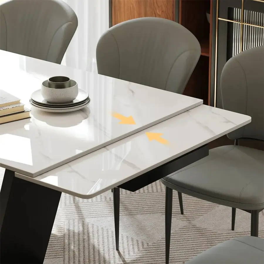 Italian Sintered Stone Top Modern Dining Room Furniture Extendable Dining Table Tavolo Da Pranzo Allungabile Effetto Marmo — image 5