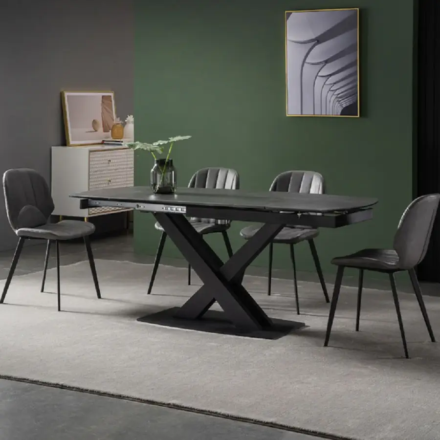 Italian Modern Luxury Custom Stainless Steel Esszimmertisch Dinning Room Furniture Expandable Sintered Stone Marble Dining Table — image 5