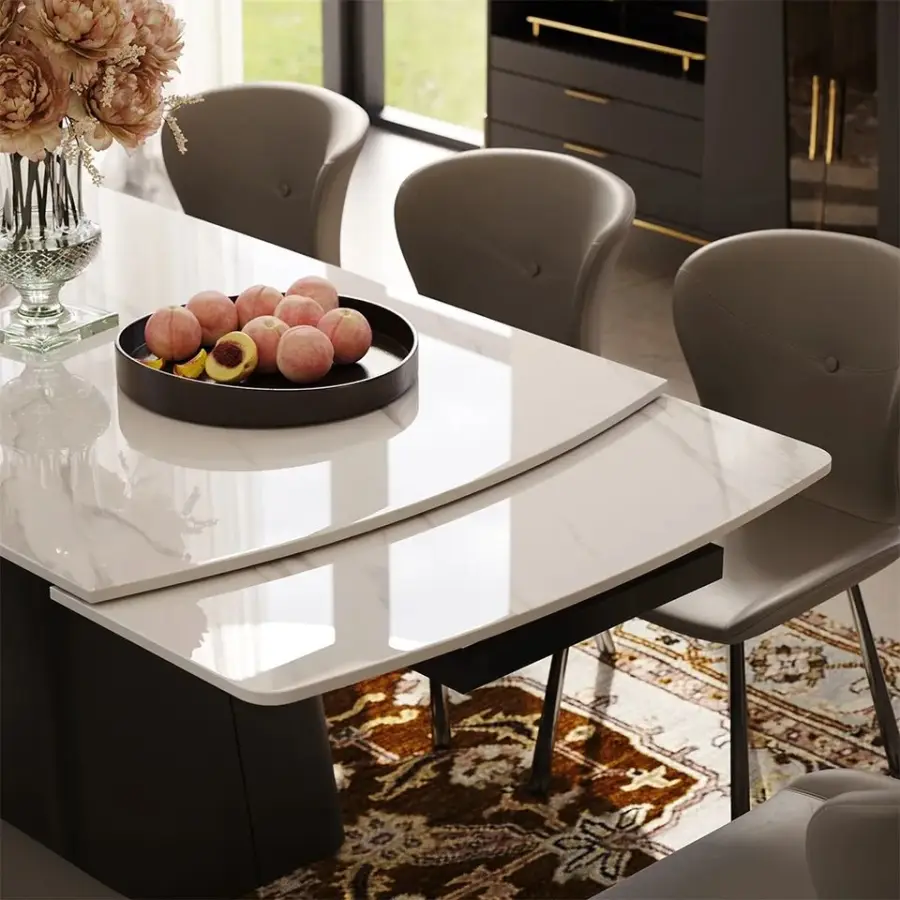 European Tavolo Da Pranzo Allungabile 12 Seater Extending Black Dining Table Set Extendable Mesas De Comedor Extensibles — image 3