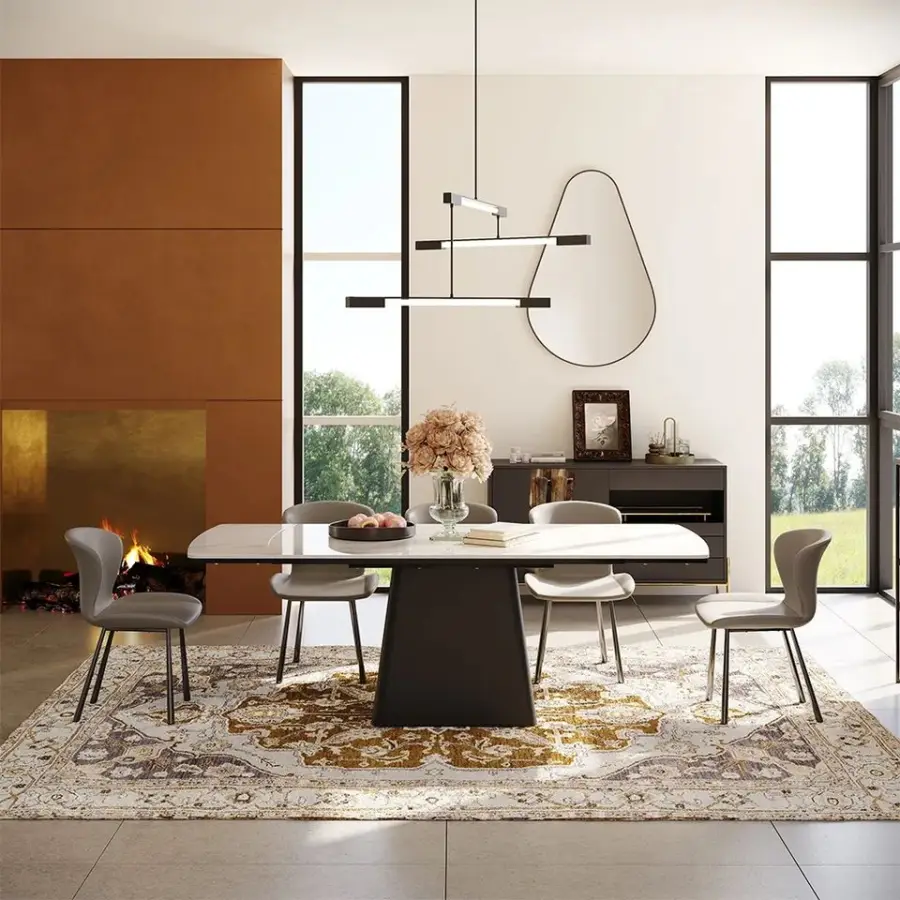 European Tavolo Da Pranzo Allungabile 12 Seater Extending Black Dining Table Set Extendable Mesas De Comedor Extensibles — image 4