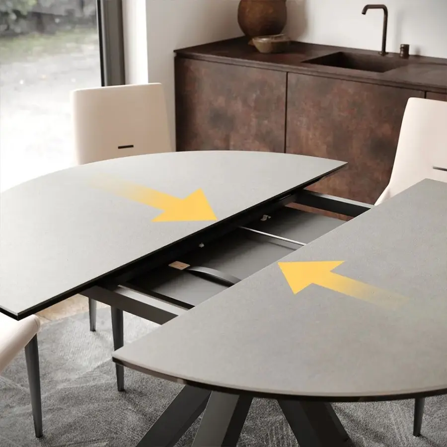 Customized Italy Furniture 4-6 Extending Dining Table Mesa De Comedor Extensible Redonda Tavolo Da Pranzo Rotondo Allungabile — image 4
