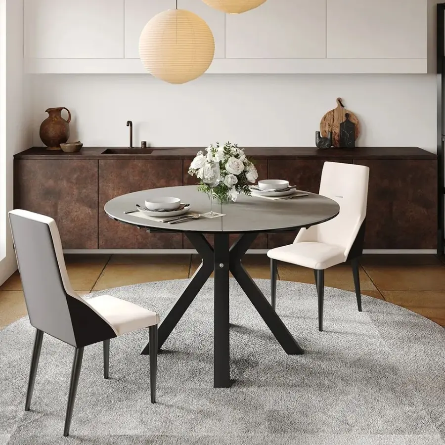 Customized Italy Furniture 4-6 Extending Dining Table Mesa De Comedor Extensible Redonda Tavolo Da Pranzo Rotondo Allungabile — image 5