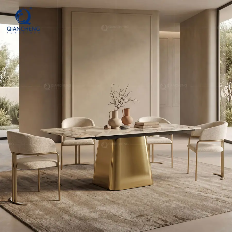 Factory European Elegant Sintered Stone Extendable Space Saving Dining Table 6 to 8 Seater for Home Restaurant Hotel Furniture — image 3