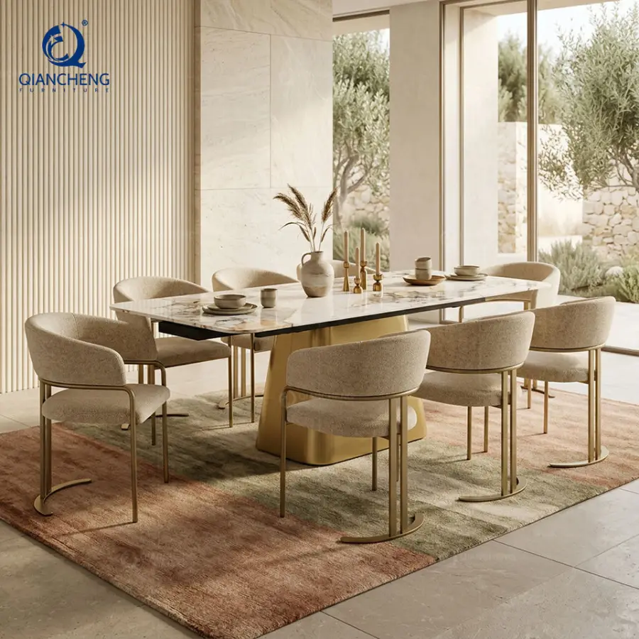 Factory European Elegant Sintered Stone Extendable Space Saving Dining Table 6 to 8 Seater for Home Restaurant Hotel Furniture — image 4
