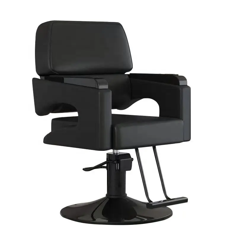 Wholesale Gold & Black Hydraulic Leather Barber Chair for Salon Professional Haircut Furniture for Men & Women for Barbe — view 1