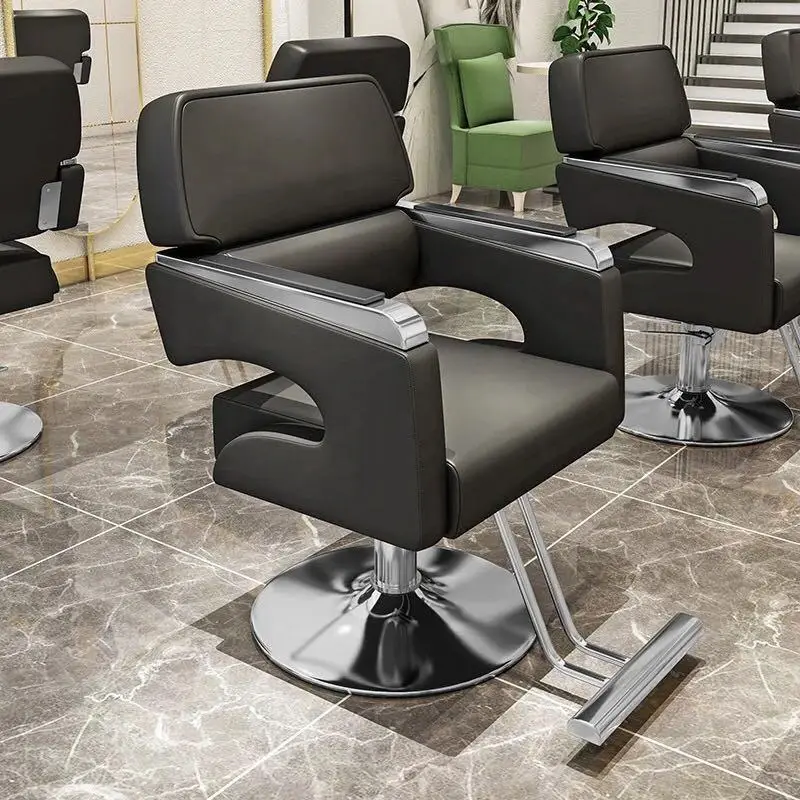 Wholesale Gold & Black Hydraulic Leather Barber Chair for Salon Professional Haircut Furniture for Men & Women for Barbe — view 2
