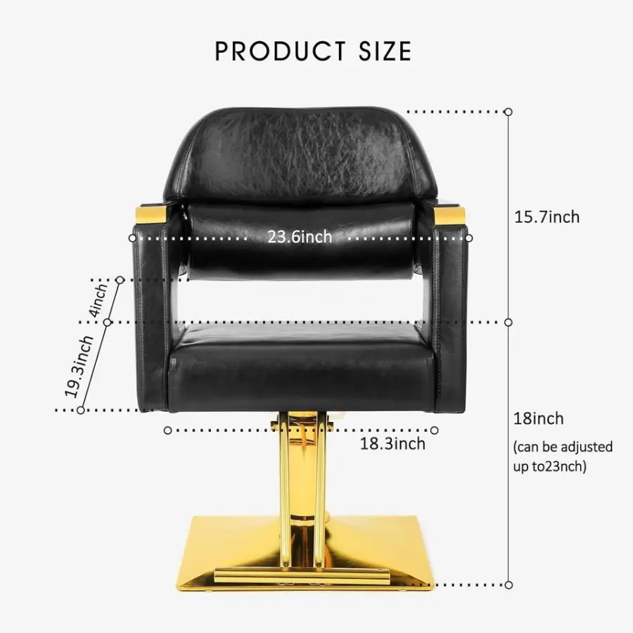 Barber Salon Chair Heavy Duty Hydraulic Pump 360 Degree Swivel PVC Leather Seat Max Load 330 Lbs Black Gold — image 3
