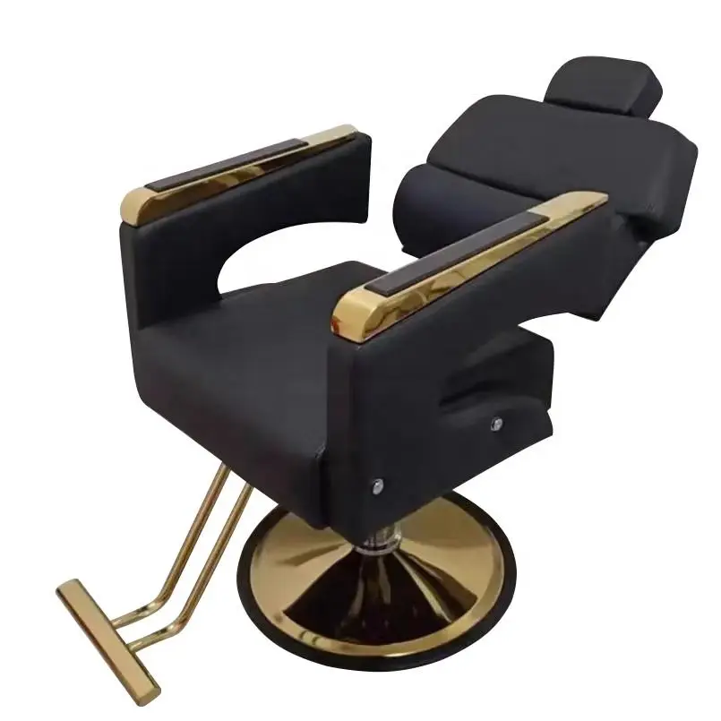 Modern Luxury Hair Cutting Barber Chaise Chair High Quality Swivel Beauty Salon Furniture Metal Material — view 1