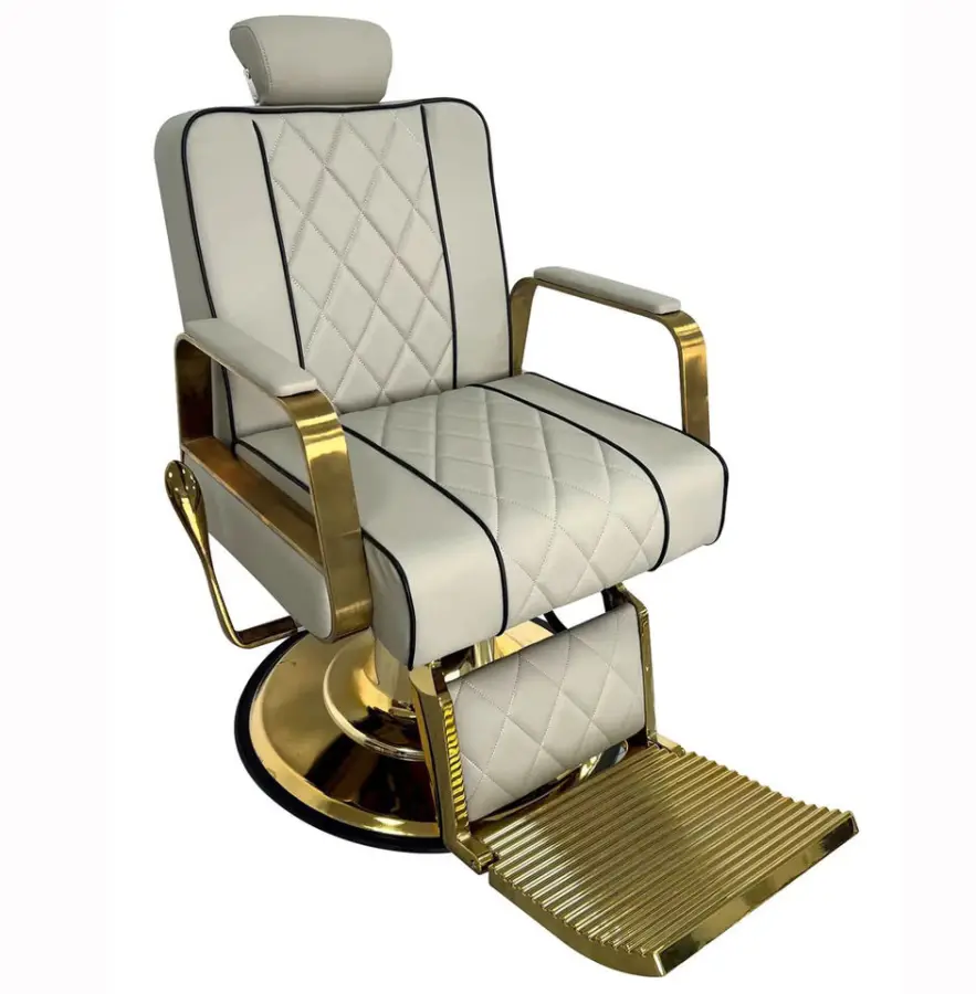 Hydraulic Beauty Chair Salon Furniture Leather and Wood Barber Chair with Chrome Base for Hair Salon or Barber Shop — view 1