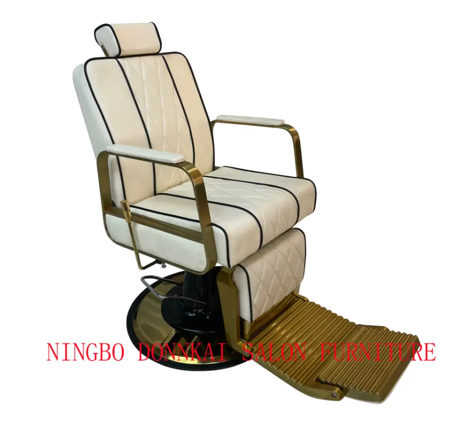 Hydraulic Beauty Chair Salon Furniture Leather and Wood Barber Chair with Chrome Base for Hair Salon or Barber Shop — view 2