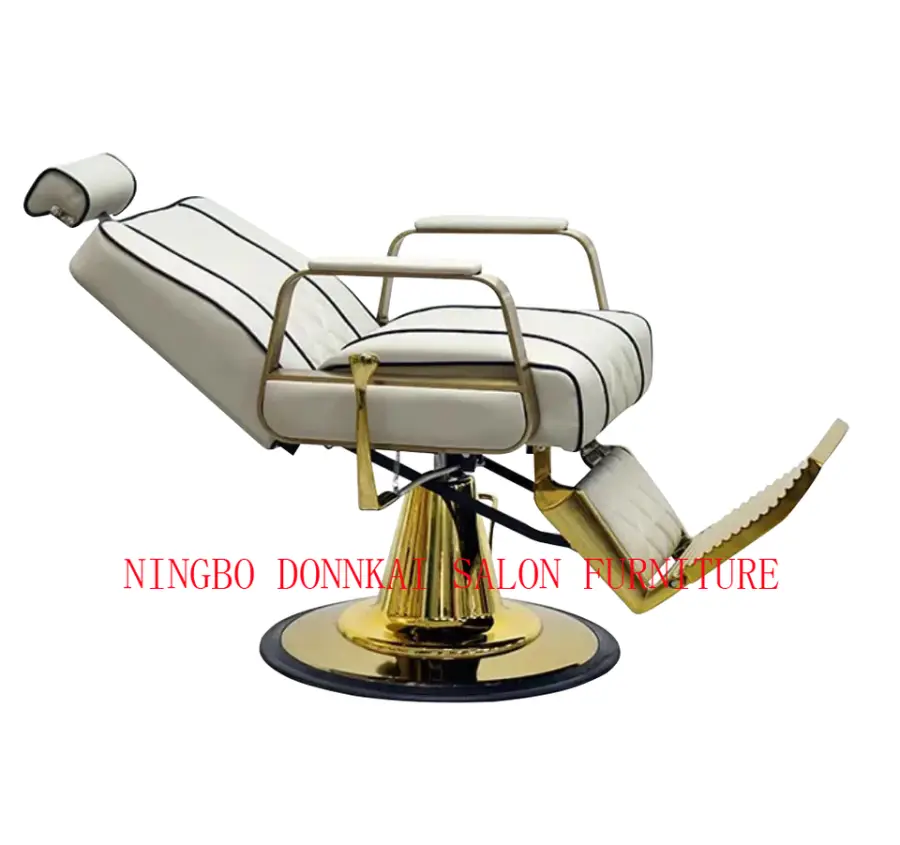 Hydraulic Beauty Chair Salon Furniture Leather and Wood Barber Chair with Chrome Base for Hair Salon or Barber Shop — view 3