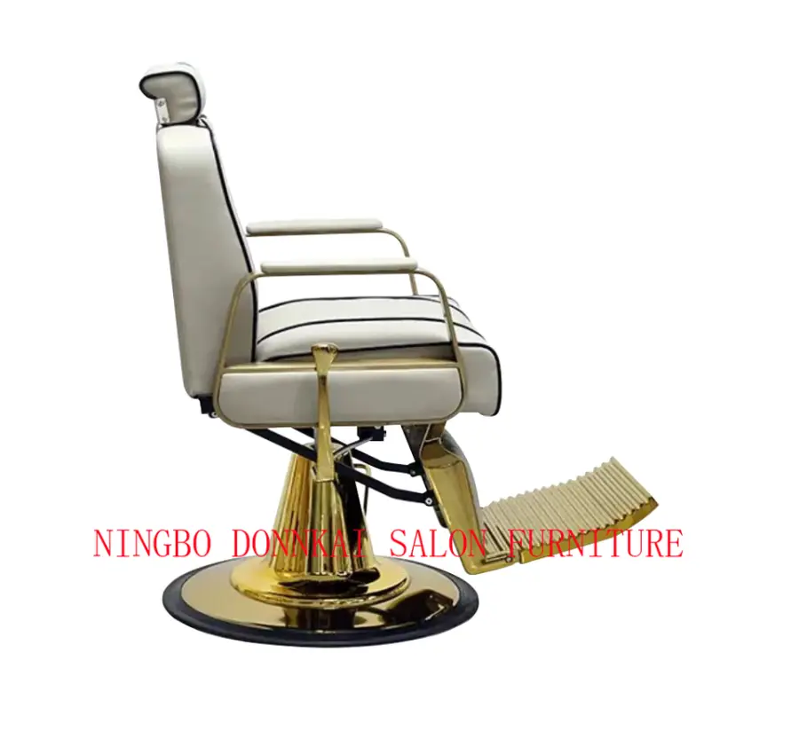 Hydraulic Beauty Chair Salon Furniture Leather and Wood Barber Chair with Chrome Base for Hair Salon or Barber Shop — view 4