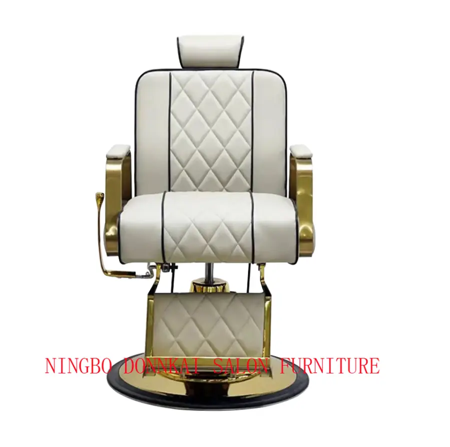 Hydraulic Beauty Chair Salon Furniture Leather and Wood Barber Chair with Chrome Base for Hair Salon or Barber Shop — view 6