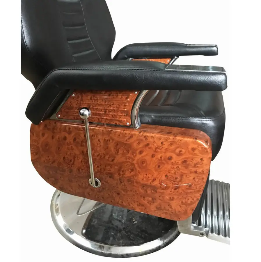 China Wholesale Hydraulic Pump Barber Chair Brown Black Man Hair Salon Furniture for Sale — view 3