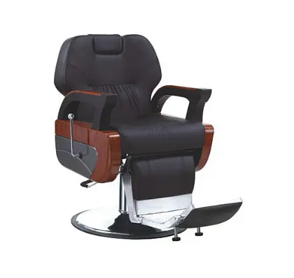 China Wholesale Hydraulic Pump Barber Chair Brown Black Man Hair Salon Furniture for Sale — view 4