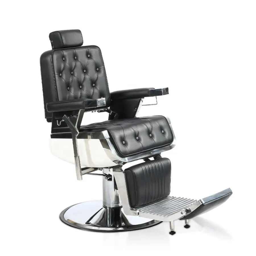 Wholesale Hair Salon Equipment Cadeira De Corte De Cabelo Cheap Durable Vintage Barber Chairs — image 3