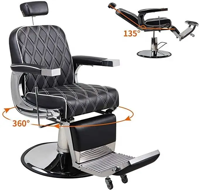 Reclining Barber Chair Salon Furniture Hair Cutting Chairs / Barber Chairs Antique Hair Cut / Massage Hair Cutting Chair — view 2