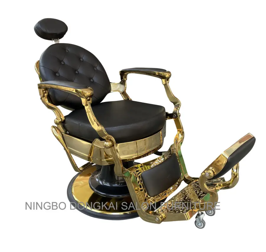 Hotsale Hair Salon Furniture Gold Salon Chair Wholesale Cheap Gold Barber Chair — view 4