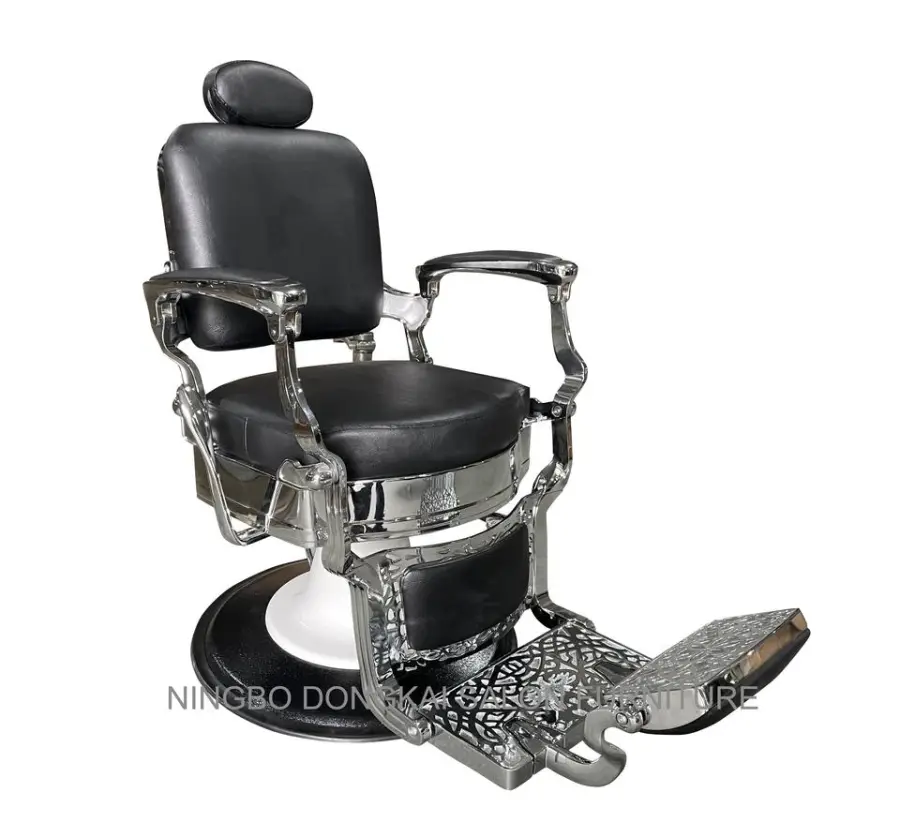 Silla Reclining Hydraulic Pump De Peluqueria Black Men's Beauty Salon Furniture Antique Barber Chair Hair Cutting 2 Year — view 2