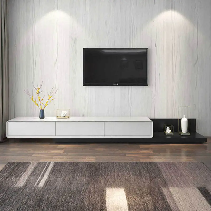TV Cabinet and Coffee Table Set, Modern and Simple, Light Luxury, Small Apartment, Wooden Color, Extendable TV Table — view 1