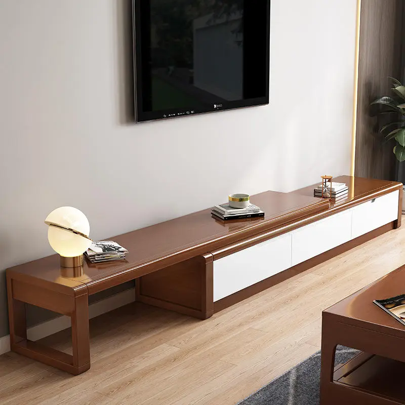 Nordic Adjustable Solid Wood TV Cabinet, Modern and Simple Small-space Economy Type Under-counter Coffee Table Combinati — view 1
