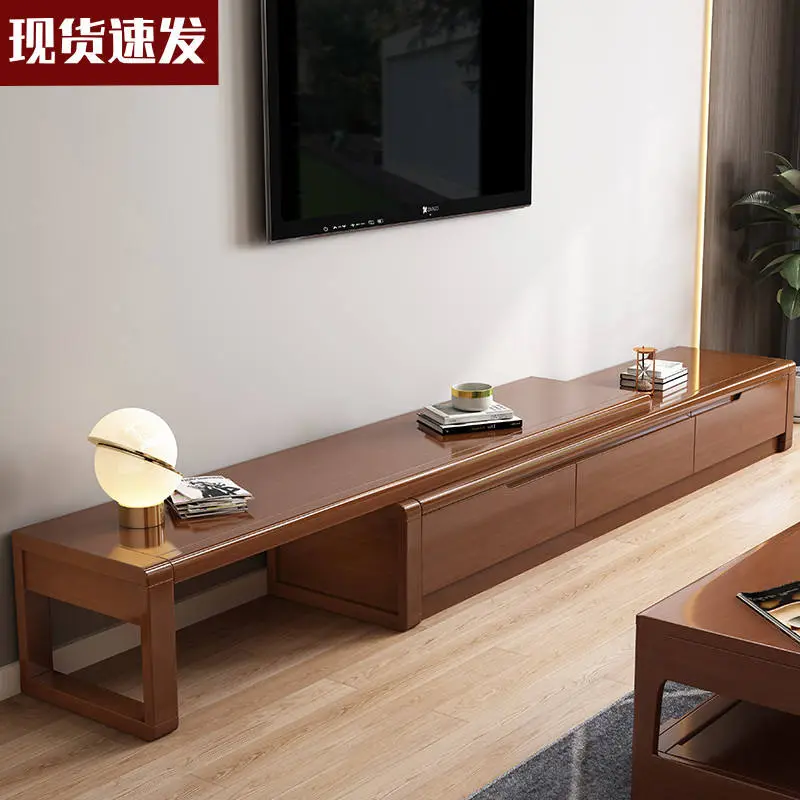 Nordic Adjustable Solid Wood TV Cabinet, Modern and Simple Small-space Economy Type Under-counter Coffee Table Combination — image 4