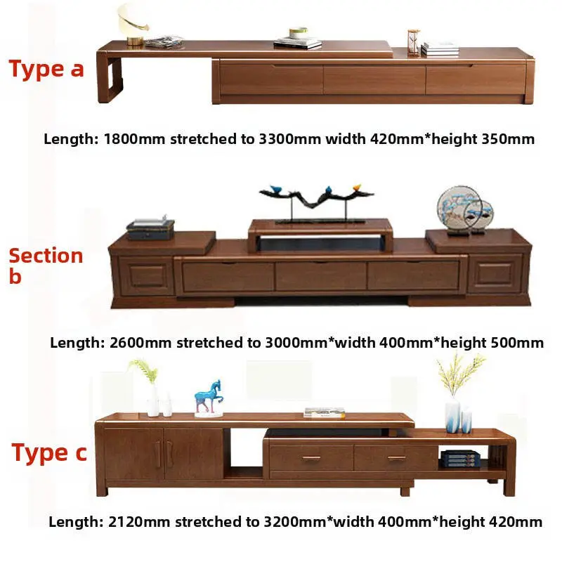 Nordic Adjustable Solid Wood TV Cabinet, Modern and Simple Small-space Economy Type Under-counter Coffee Table Combination — image 5