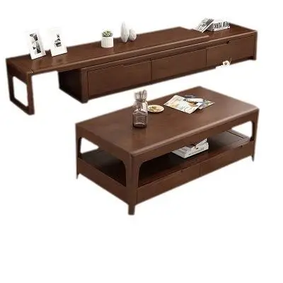 Nordic Adjustable Solid Wood TV Cabinet, Modern and Simple Small-space Economy Type Under-counter Coffee Table Combination — image 6