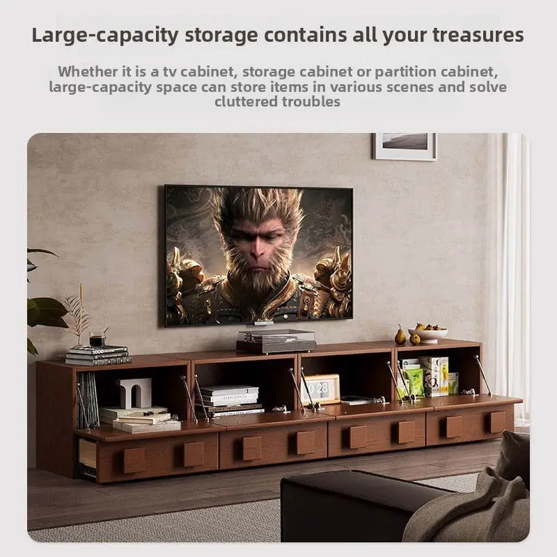 Solid Wood TV Cabinet for Living Room Floor-standing Carmen Style Simple TV Side Cabinet Modular Chinese Ancient Style — image 3