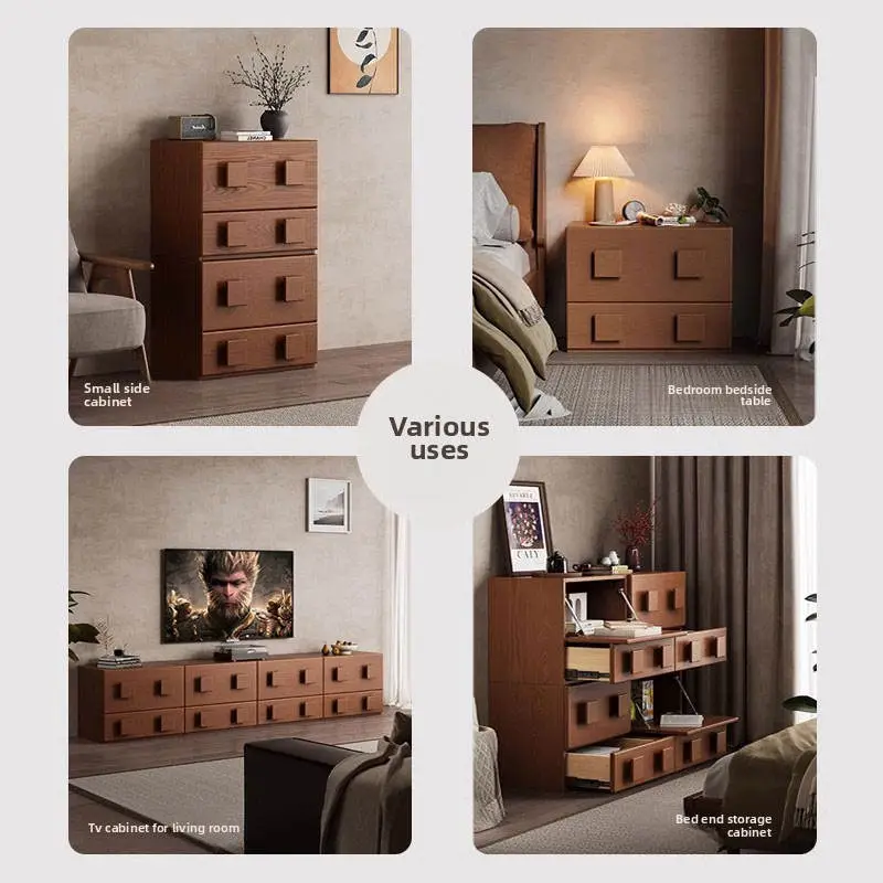 Solid Wood TV Cabinet for Living Room Floor-standing Carmen Style Simple TV Side Cabinet Modular Chinese Ancient Style — image 5