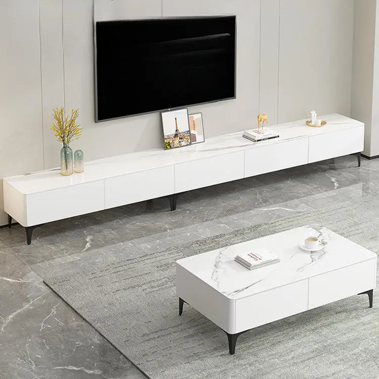 2025 Model of Rock Slab New TV Cabinet for Living Room Solid Wood Coffee Table and TV Cabinet Set for Modern and Simple — view 1