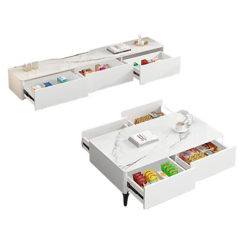2025 Model of Rock Slab New TV Cabinet for Living Room Solid Wood Coffee Table and TV Cabinet Set for Modern and Simple Style — image 6