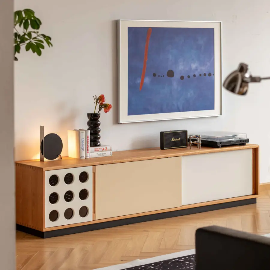 New Solid Wood TV Cabinet Mid-Ancient Style Small Apartment Living Room TV Cabinet Retro Floor Storage Cabinet Wood — view 1