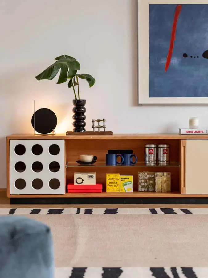 New Solid Wood TV Cabinet Mid-Ancient Style Small Apartment Living Room TV Cabinet Retro Floor Storage Cabinet Wood — image 3