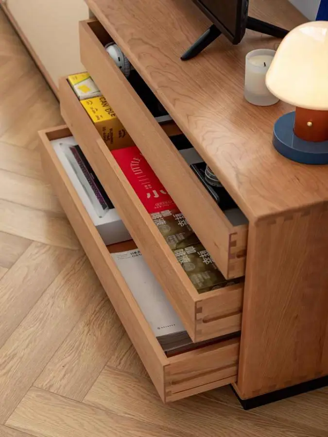 New Solid Wood TV Cabinet Mid-Ancient Style Small Apartment Living Room TV Cabinet Retro Floor Storage Cabinet Wood — image 4