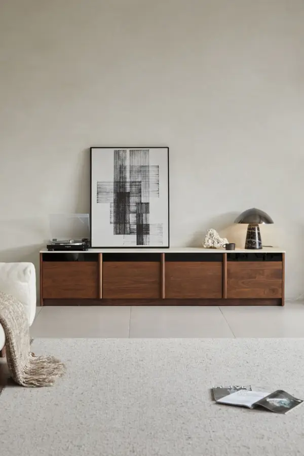 Solid Wood TV Cabinet Floor North American Black Walnut Luxury Living Room Household Small Apartment Fashionable Storage Cabinet — image 3
