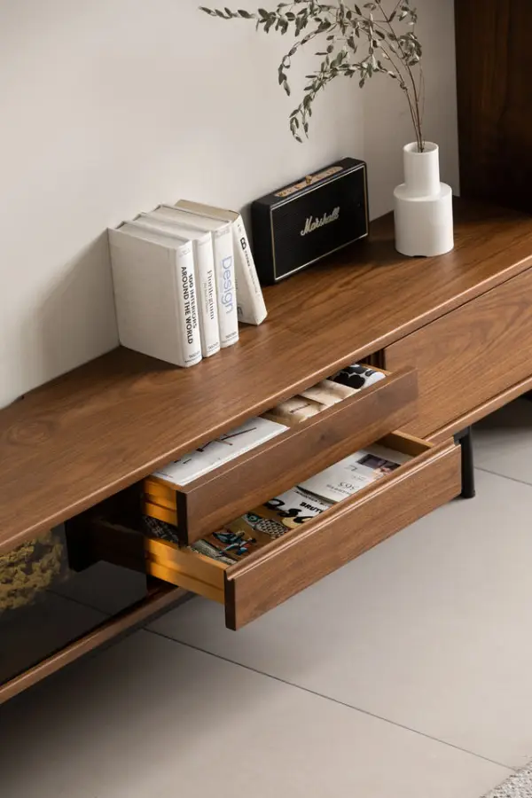 Vintage Solid Wood TV Cabinet Wall-Mounted Display Cabinet Living Room TV Storage Cabinet Simple Retro Floor Cabinet — image 3