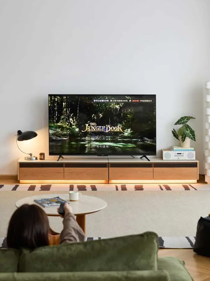 Glossy Cherry Wood TV Cabinet for Small Spaces, Cherry Wood Storage Floor Cabinet Factory Direct Sales — image 2